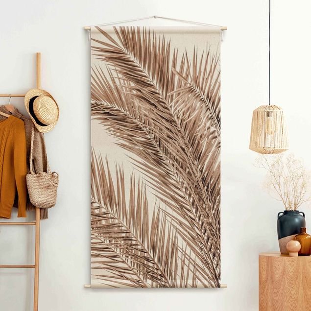 modern tapestry Bronze Coloured Palm Fronds
