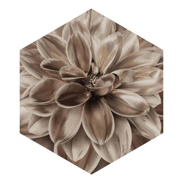 Self-adhesive hexagonal pattern wallpaper - Bronze Dahlias Dream