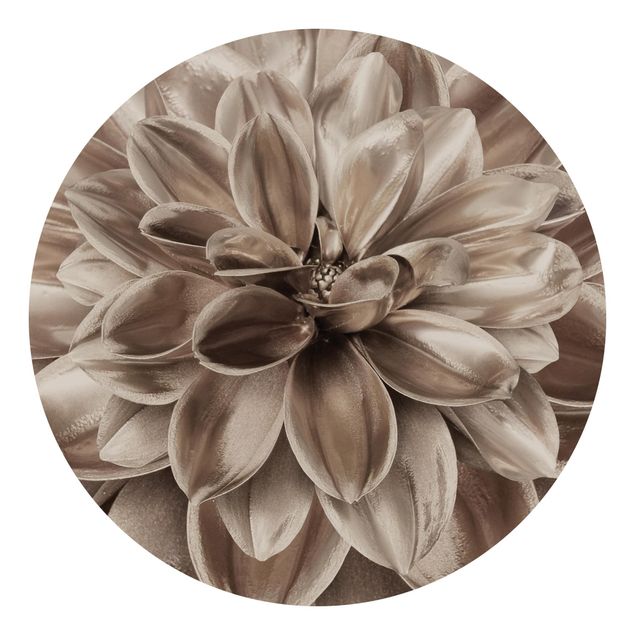 Self-adhesive round wallpaper - Bronze Dahlias Dream
