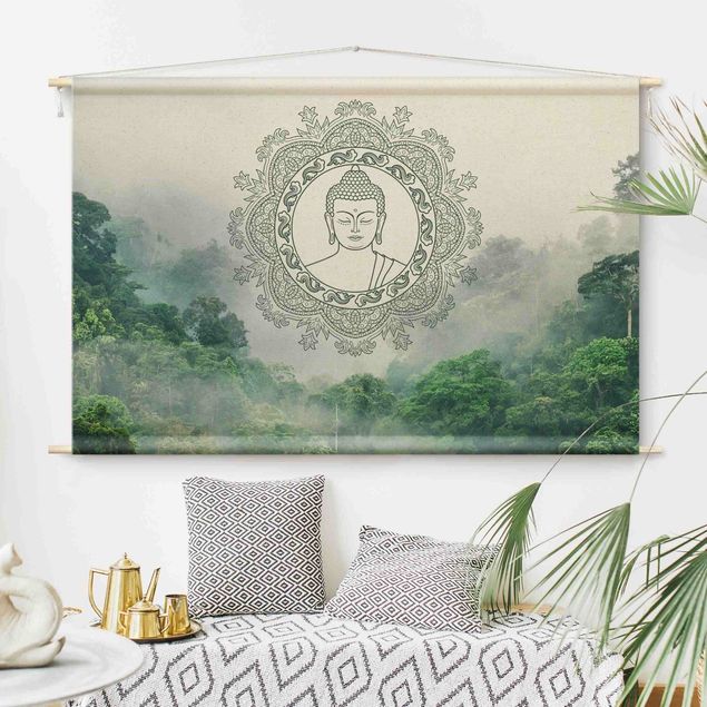 modern tapestry Buddha Mandala In Fog