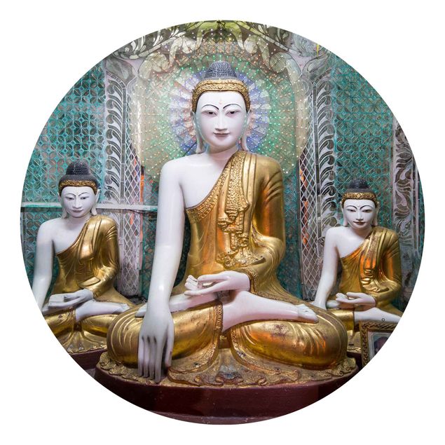 Self-adhesive round wallpaper - Buddha Statues