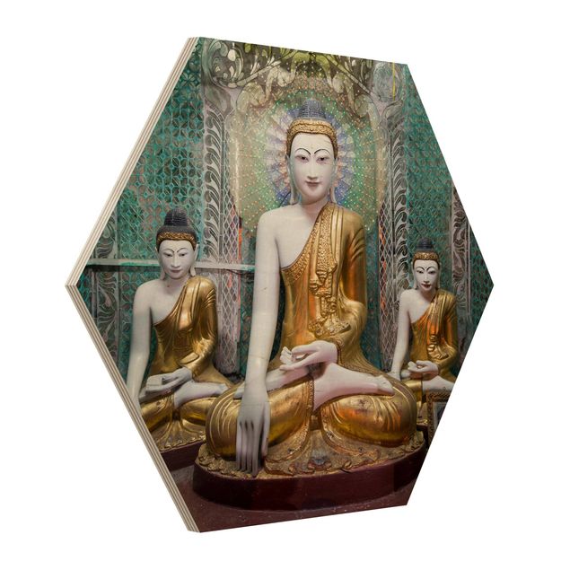 Wooden hexagon - Buddha Statues