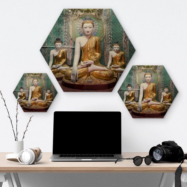 Wooden hexagon - Buddha Statues