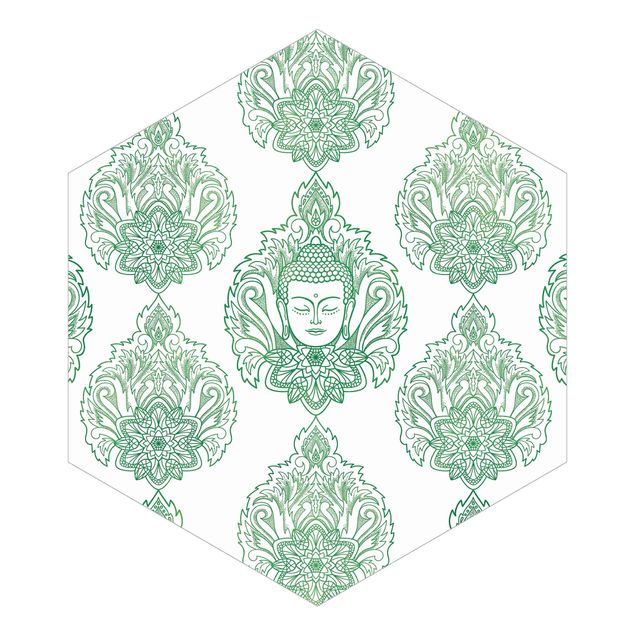 Self-adhesive hexagonal pattern wallpaper - Buddha And Lotus