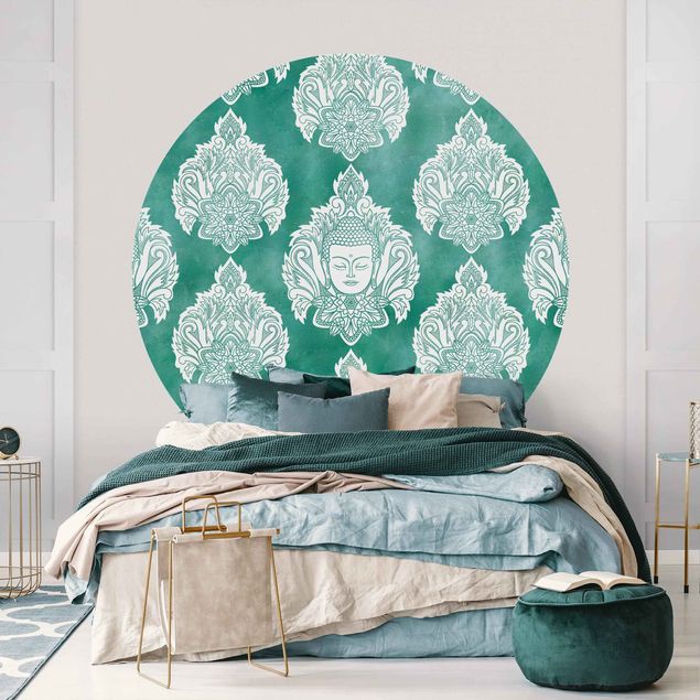 Wallpapers Buddha And Lotus Emerald Pattern