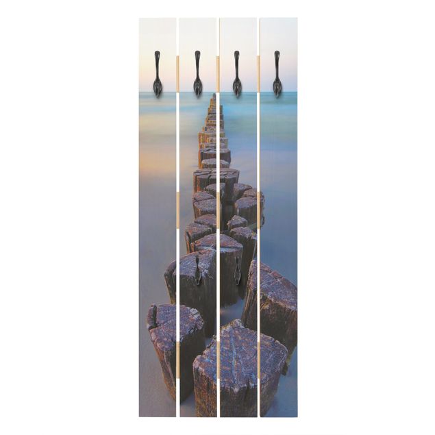 Wooden coat rack - Groynes At Sunset At The Ocean