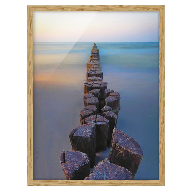 Framed poster - Groynes At Sunset At The Ocean
