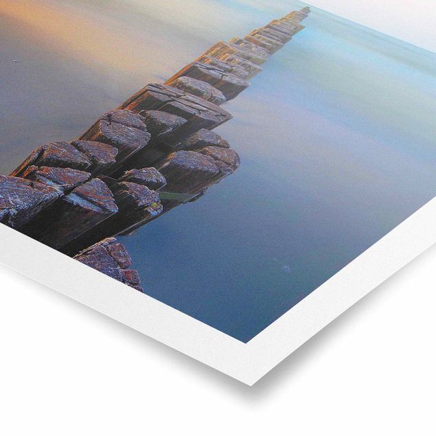 Poster - Groynes At Sunset At The Ocean