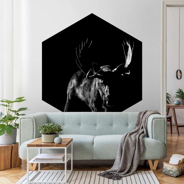Self-adhesive hexagonal pattern wallpaper - Bull In The Dark