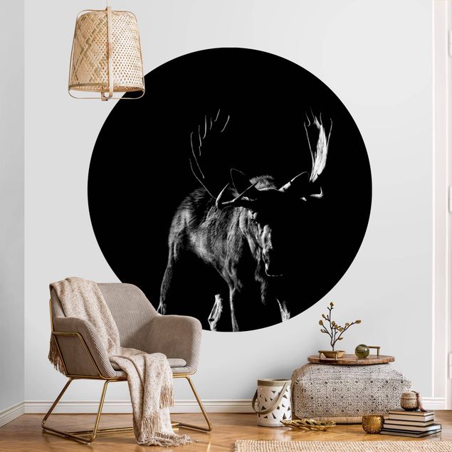 Self-adhesive round wallpaper - Bull In The Dark
