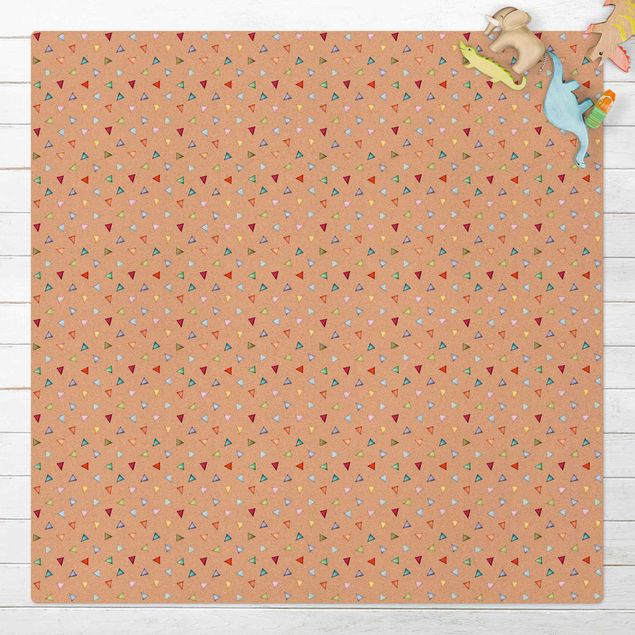 Cork mat - Colourful Watercolour Triangles - Square 1:1