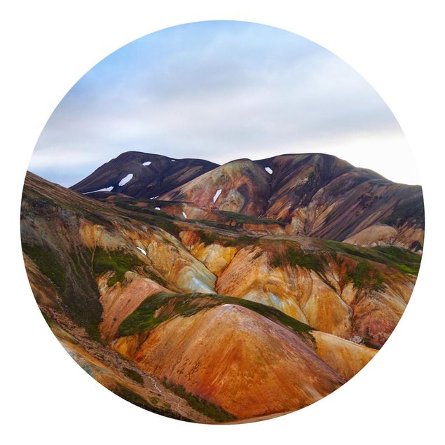 Self-adhesive round wallpaper - Colourful Mountains In Iceland