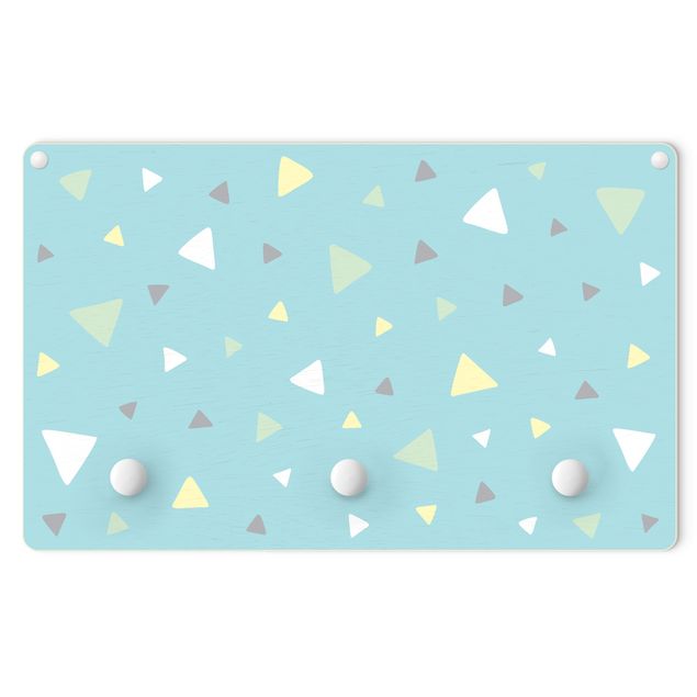 Coat rack for children - Colourful Drawn Pastel Triangles On Blue