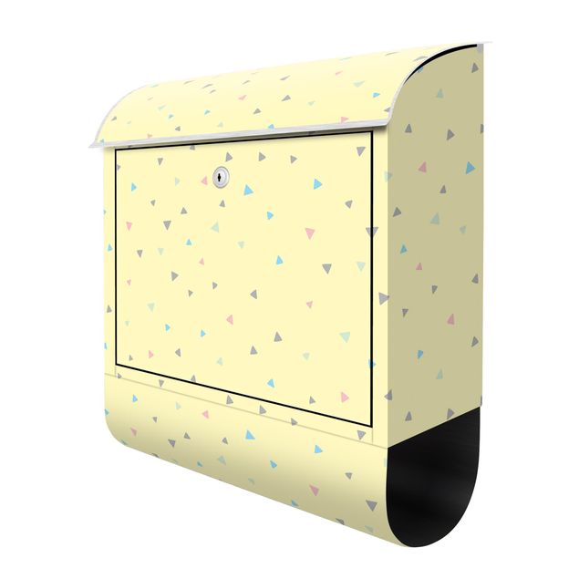 Letterbox - Colourful Drawn Pastel Triangles On Yellow