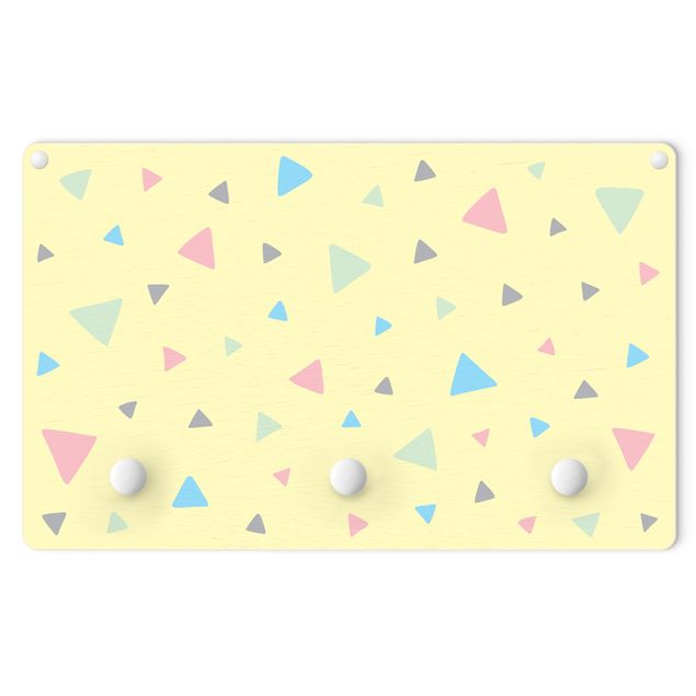 Coat rack for children - Colourful Drawn Pastel Triangles On Yellow