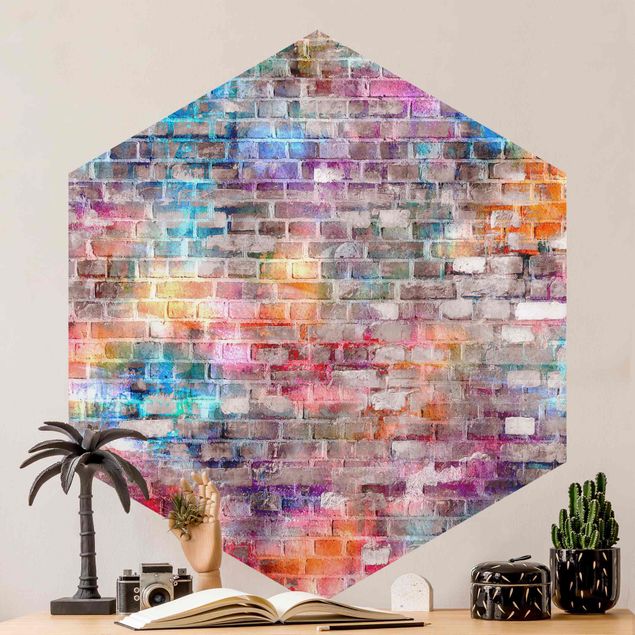 Wallpapers Colourful Shabby Brick Wall