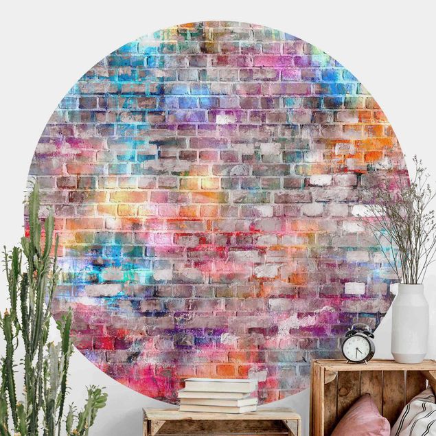 Wallpapers Colourful Shabby Brick Wall