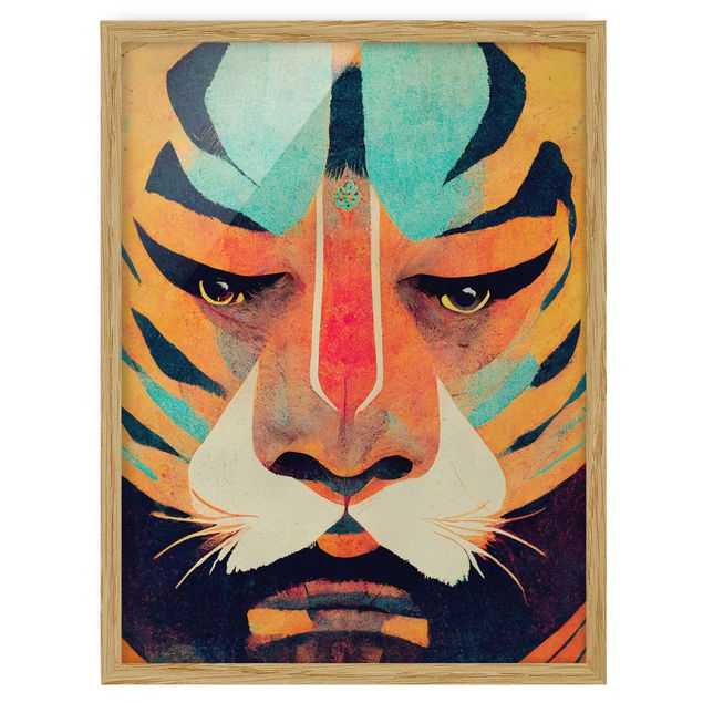 Framed poster - Colourful Tiger Illustration