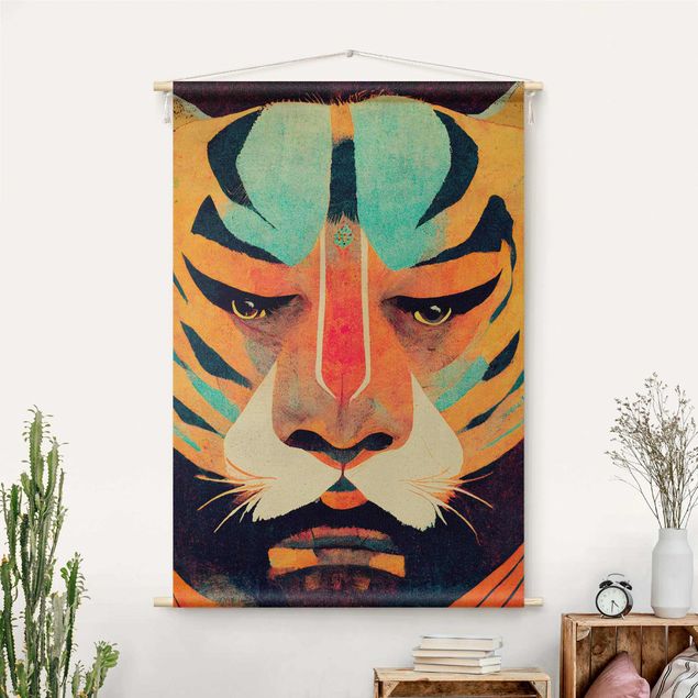 modern tapestry Colourful Tiger Illustration