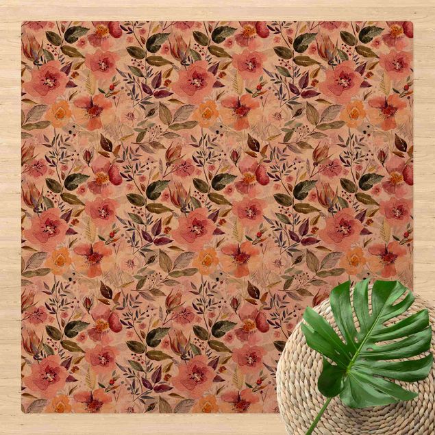 modern area rugs Colourful Flower Mix With Watercolour