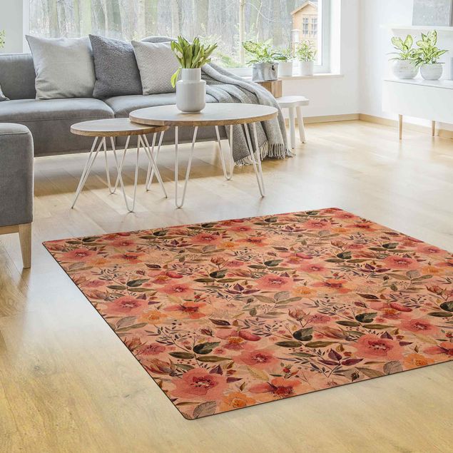 Multicoloured rug Colourful Flower Mix With Watercolour