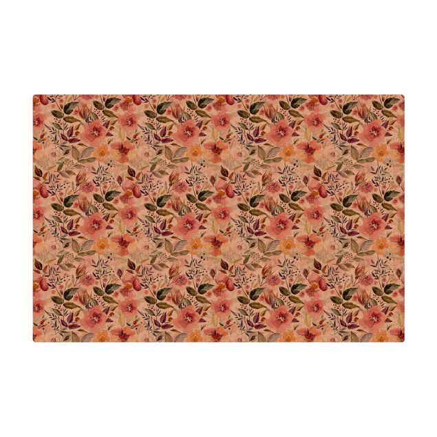 Cork mat - Colourful Flower Mix With Watercolour  - Landscape format 3:2