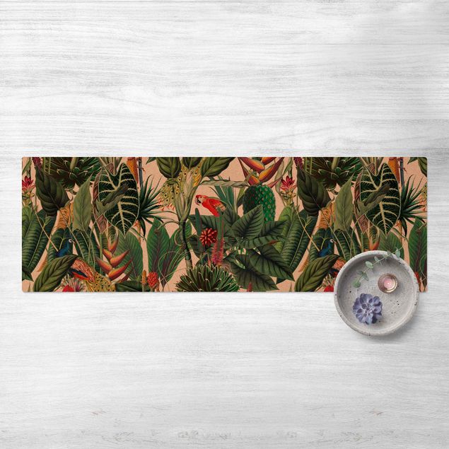 kitchen runner rugs Colourful Tropical Rainforest Pattern