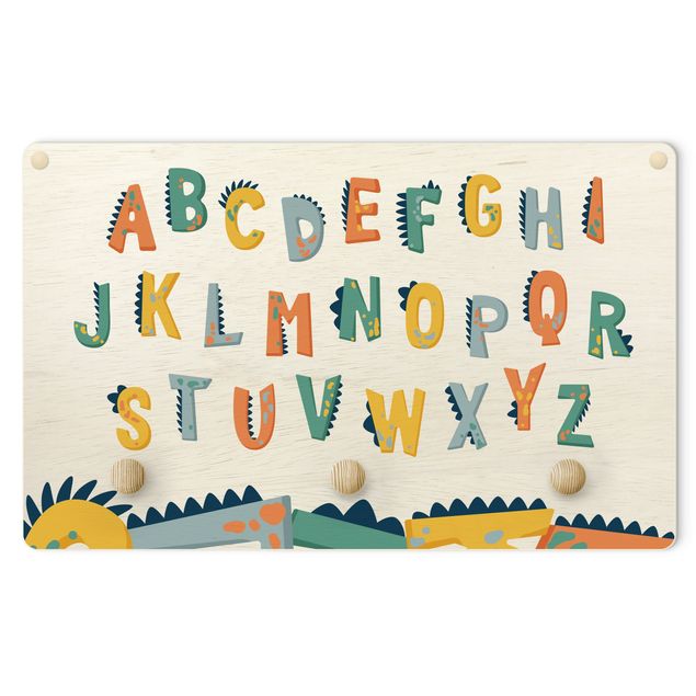 Coat rack for children - Colourful Dino Alphabet