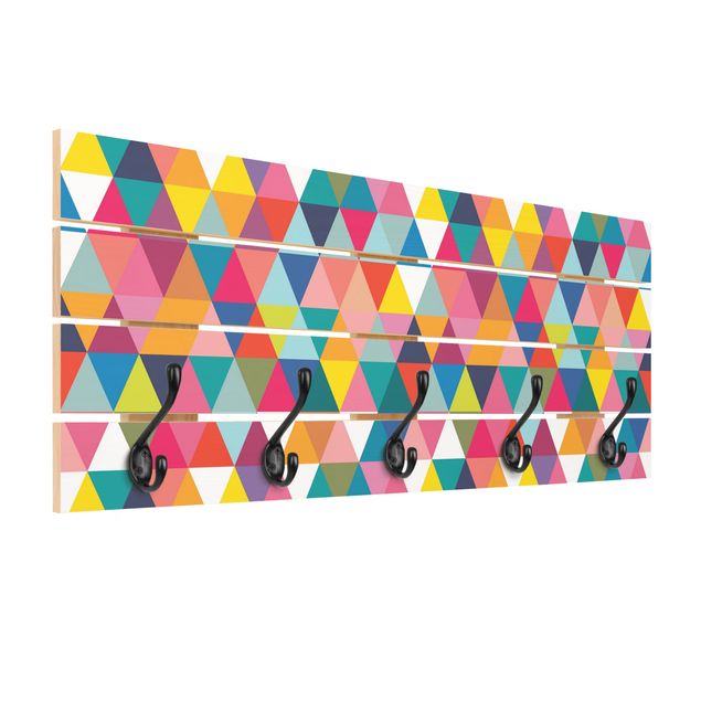 Wooden coat rack - Colourful Triangle Pattern