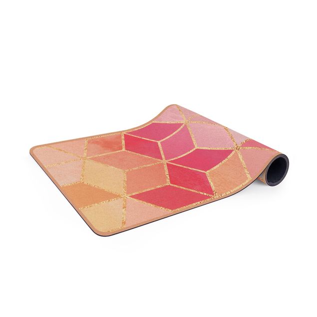 Yoga mat - Colourful Pastel Golden Geometrie