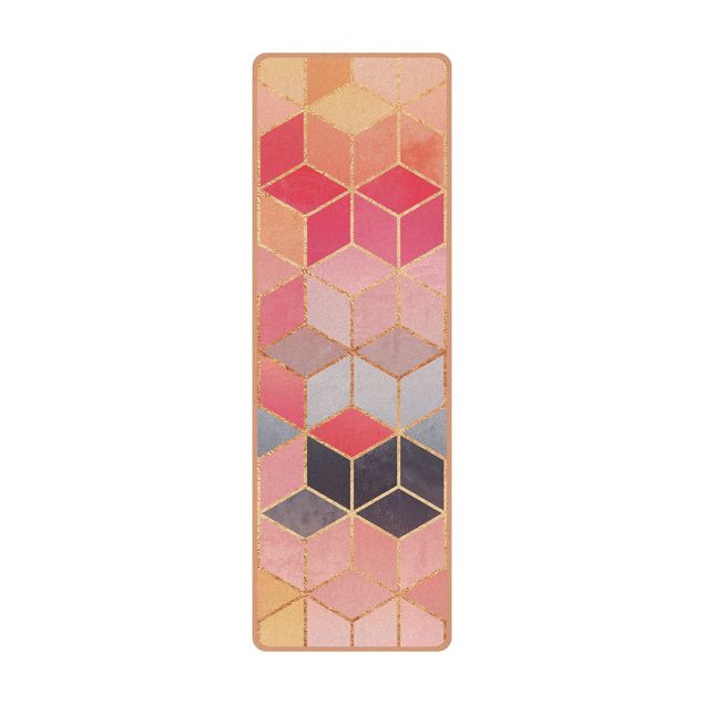 Yoga mat - Colourful Pastel Golden Geometrie