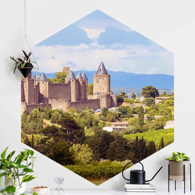 Hexagonal wall mural Fortress In The Country