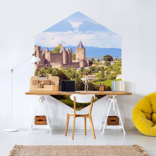 Self-adhesive hexagonal pattern wallpaper - Fortress In The Country