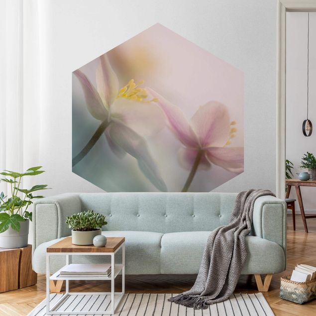 Self-adhesive hexagonal pattern wallpaper - Windflower