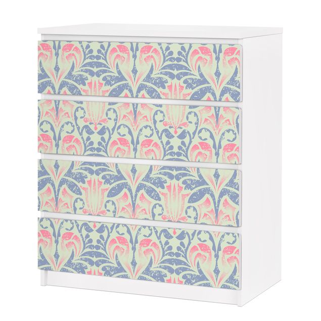 Adhesive film for furniture IKEA - Malm chest of 4x drawers - Linen Damask Ornament
