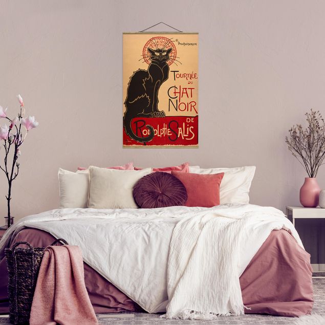 Fabric print with poster hangers - Théophile Steinlen - The Black Cat