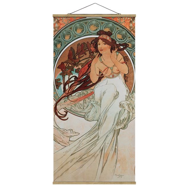 Fabric print with poster hangers - Alfons Mucha - Four Arts - Music