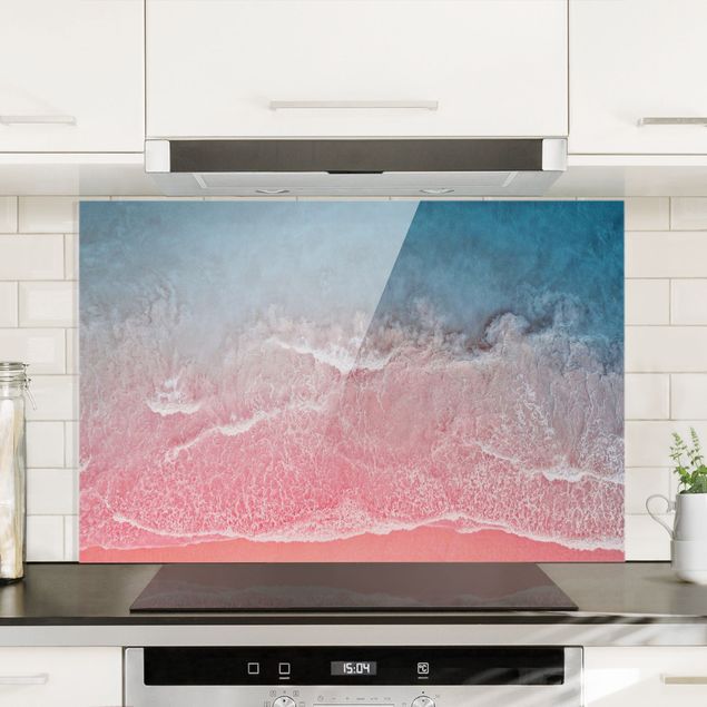 Glass splashback landscape Ocean In Pink