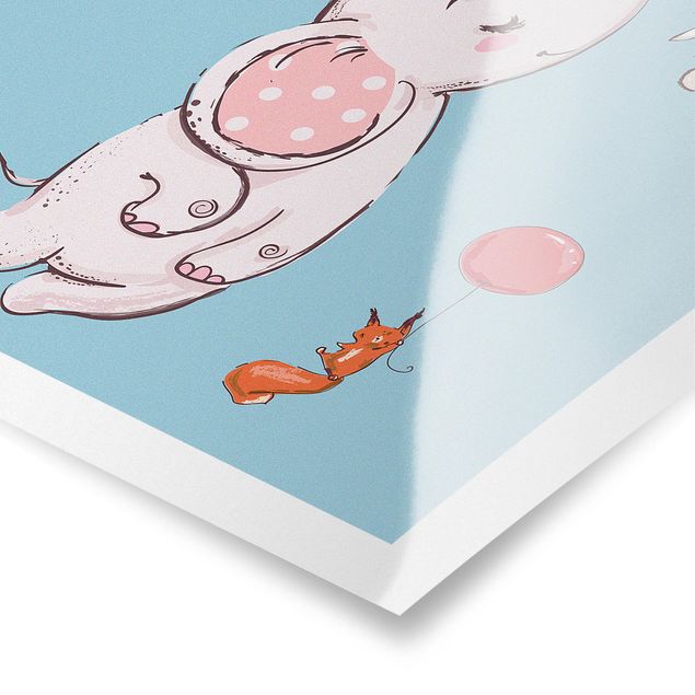 Poster kids room - Elephant, Rabbit And Squirrel Flying