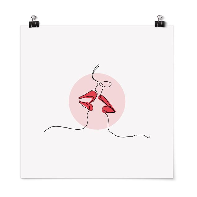 Poster - Lips Kiss Line Art
