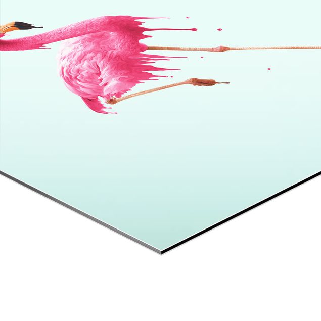 Alu-Dibond hexagon - Flamingo Set