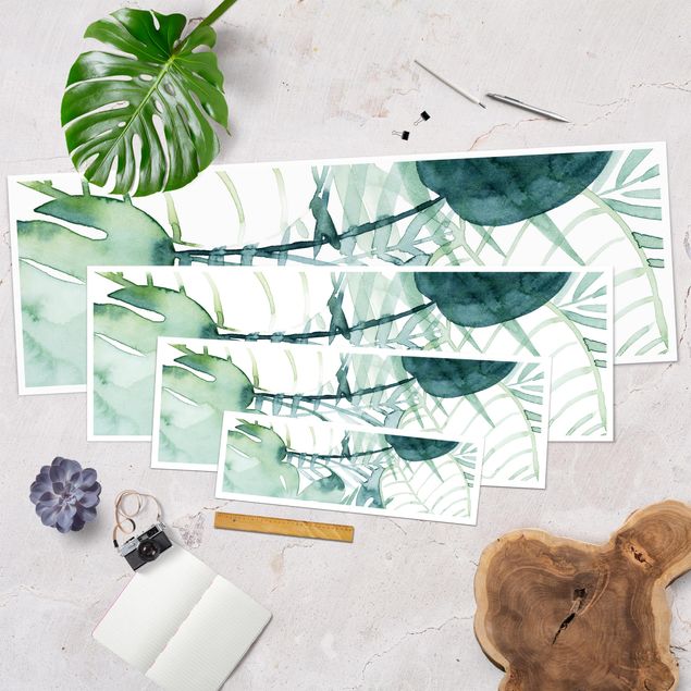 Panoramic poster flowers - Palm Fronds In Water Color II