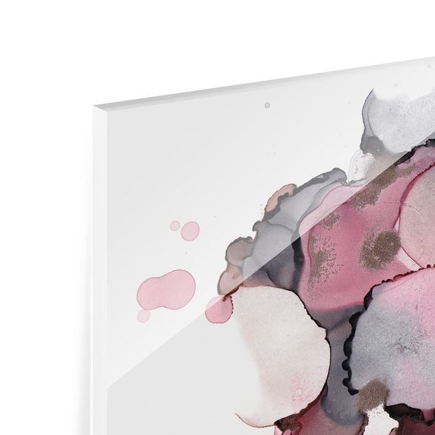 Splashback - Pink Beige Drops With Pink Gold - Landscape format 2:1