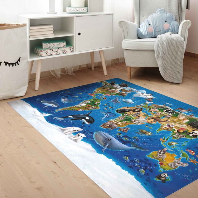 Outdoor rugs Animal Club International - World Map With Animals