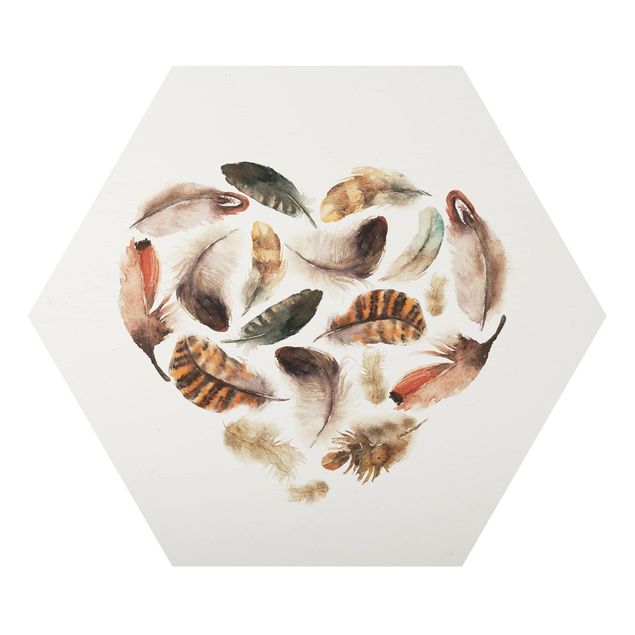 Alu-Dibond hexagon - Heart Of Feathers