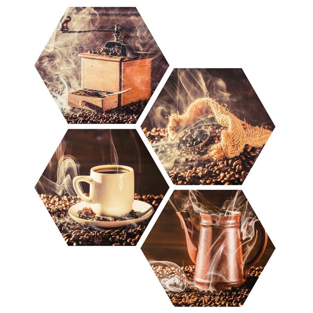 Alu-Dibond hexagon - Coffee - Steam