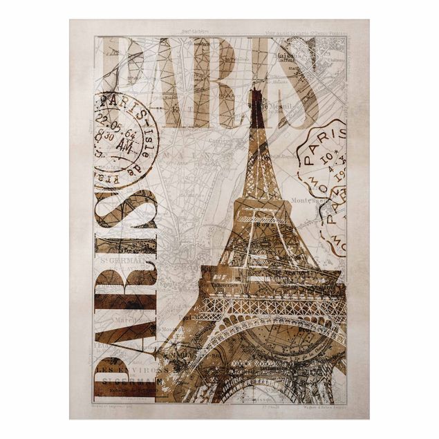 Print on aluminium - Shabby Chic Collage - Paris