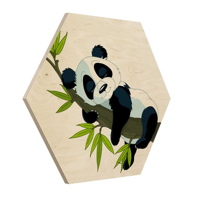 Wooden hexagon - Sleeping Panda