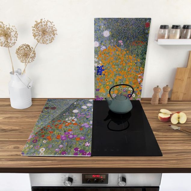 Glass stove top cover - Gustav Klimt - Cottage Garden