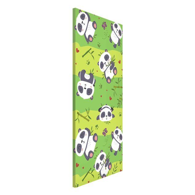 Magnetic memo board - Cute Panda On Green Meadow